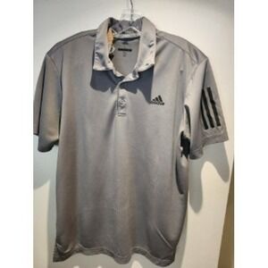 Adidas Golf Polo Shirt Mens Large Gray Performance Three Stripe Sportswear